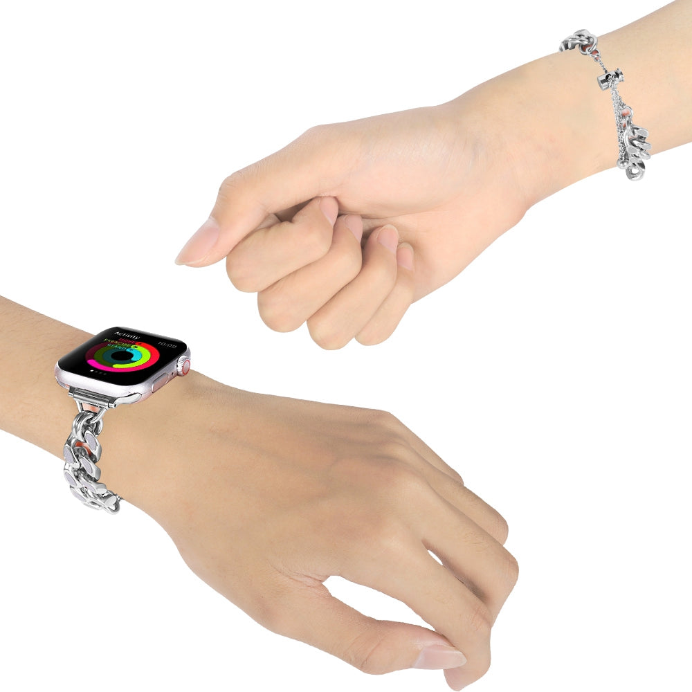 For Apple Watch Ultra 2 49mm Series 9 45mm SE (2023) 44mm Ultra 49mm 8 7 45mm 6 5 4 SE (2022) SE 44mm 3 2 1 42mm Chain Style Metal Watch Band Luminous Strap Replacement