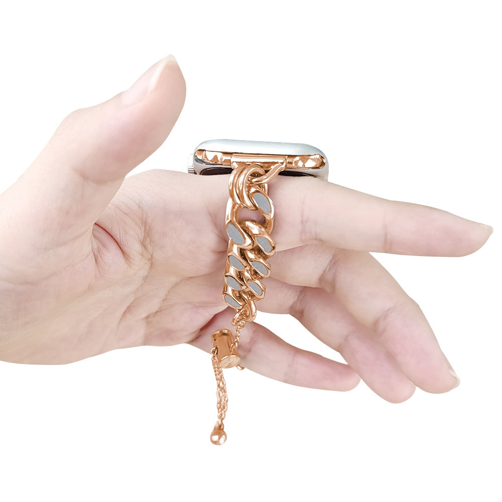For Apple Watch Ultra 2 49mm Series 9 45mm SE (2023) 44mm Ultra 49mm 8 7 45mm 6 5 4 SE (2022) SE 44mm 3 2 1 42mm Chain Style Metal Watch Band Luminous Strap Replacement
