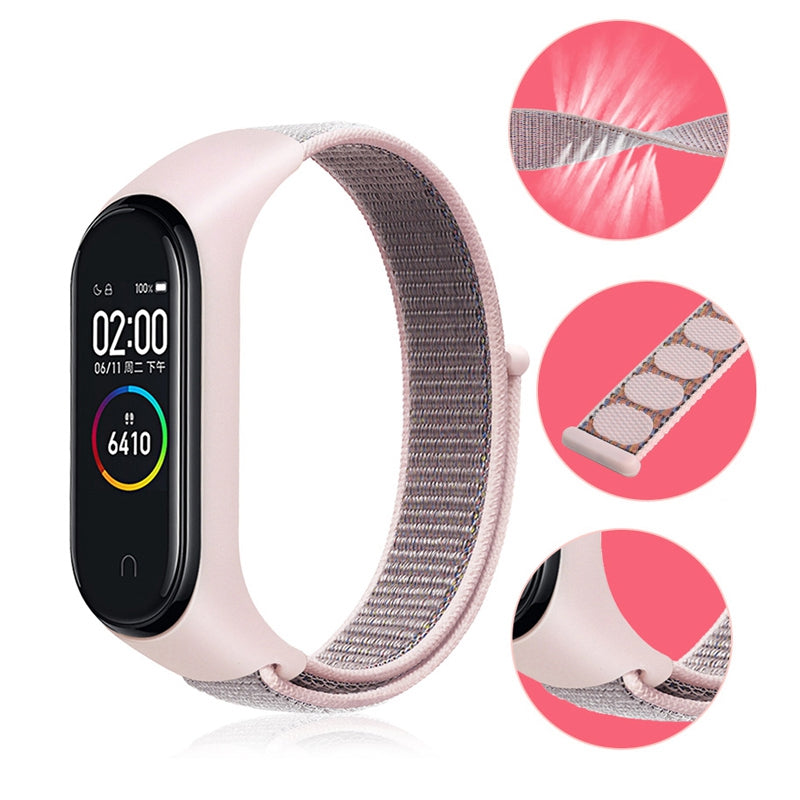 For Xiaomi Mi Band 3 4 5 6 7 Nylon Watch Band Adjustable Sport Loop Strap Wristband Replacement