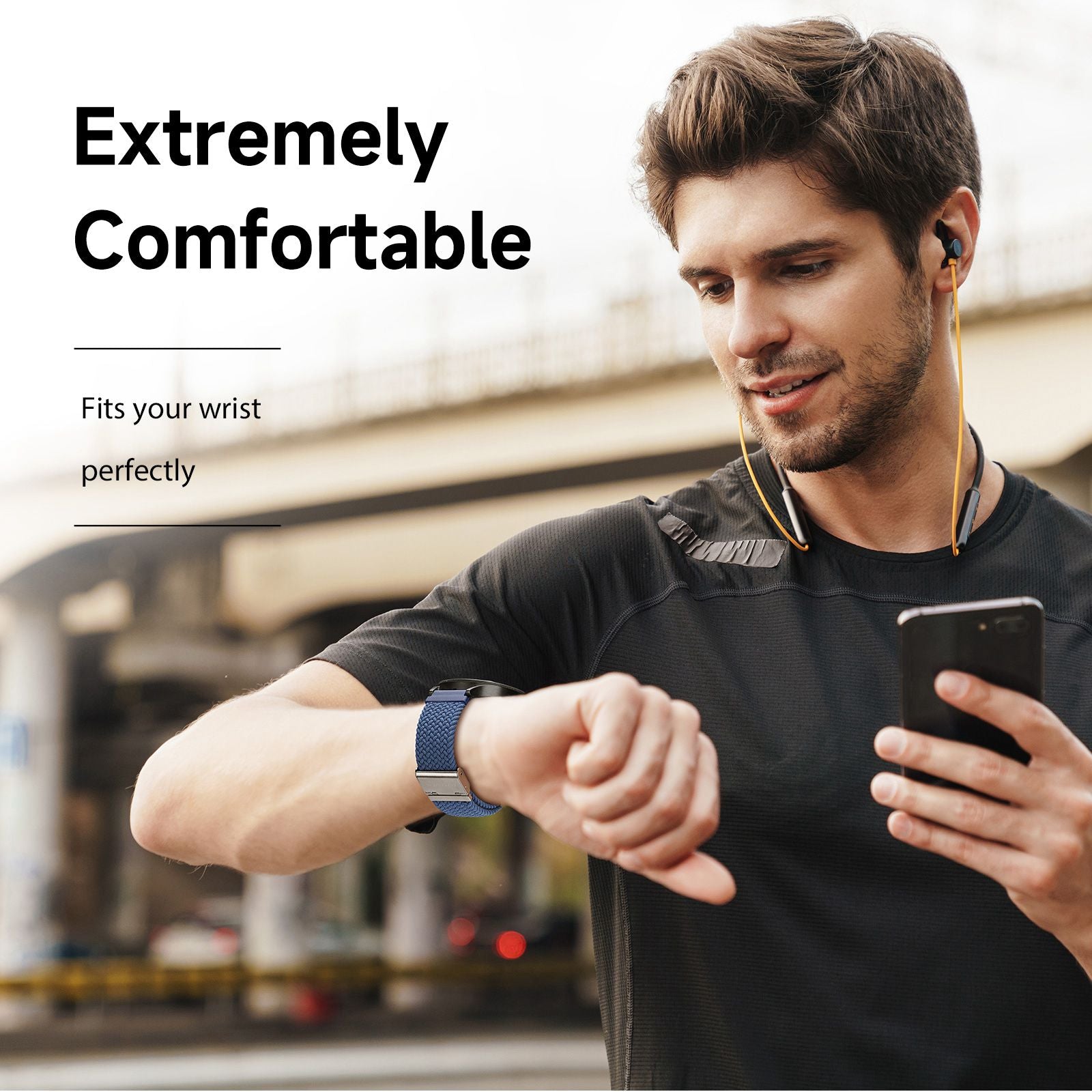DUX DUCIS For Samsung Galaxy Watch 3 45mm Replacement Strap 22mm Braided Nylon Elastic Wrist Band
