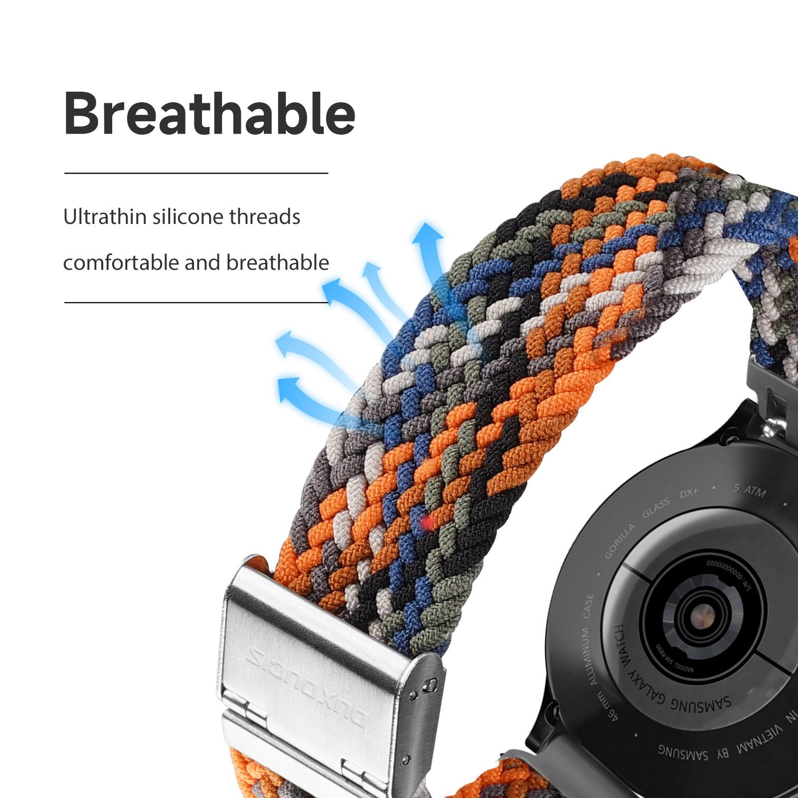 DUX DUCIS For Samsung Galaxy Watch 3 45mm Replacement Strap 22mm Braided Nylon Elastic Wrist Band