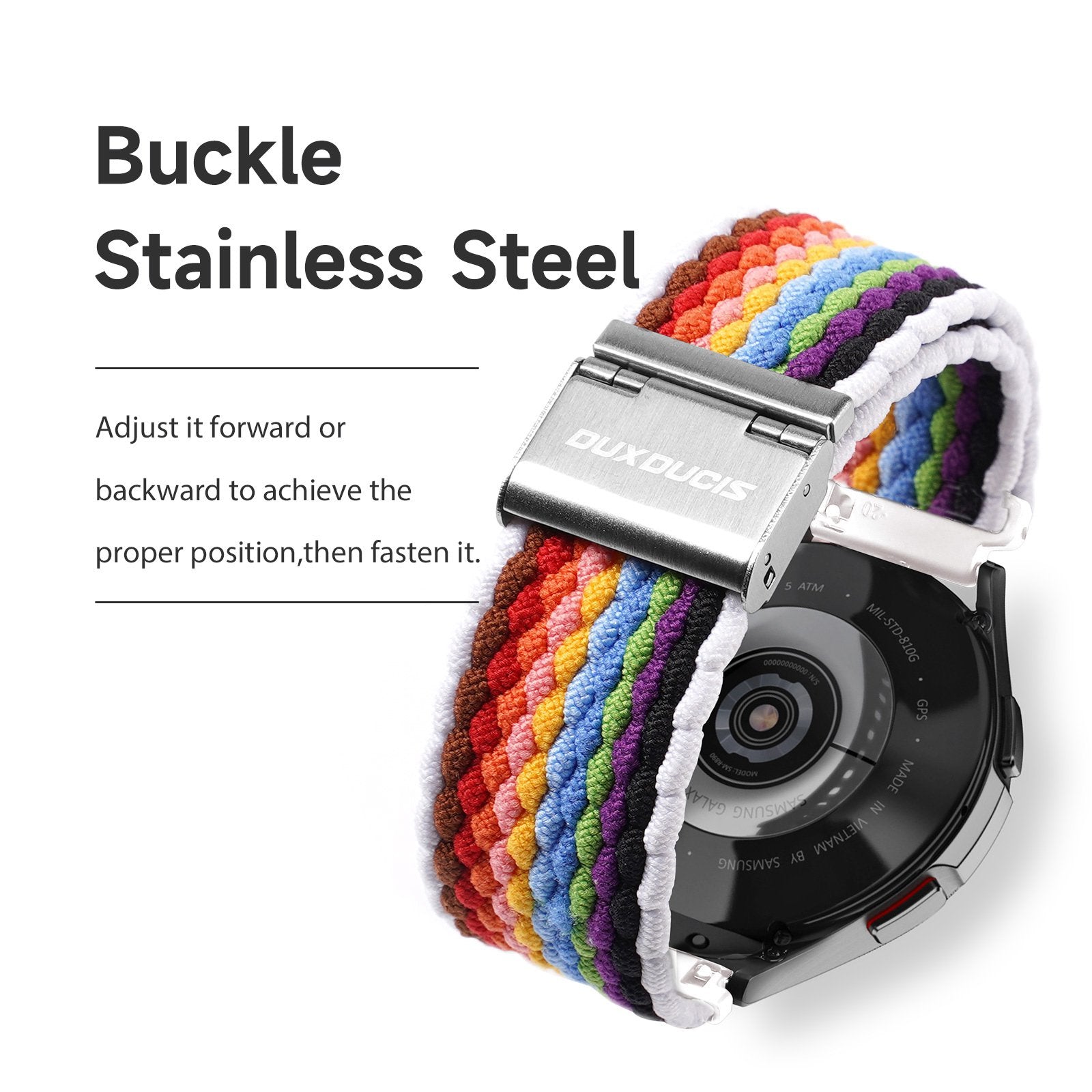 DUX DUCIS For Samsung Galaxy Watch 3 45mm Replacement Strap 22mm Braided Nylon Elastic Wrist Band