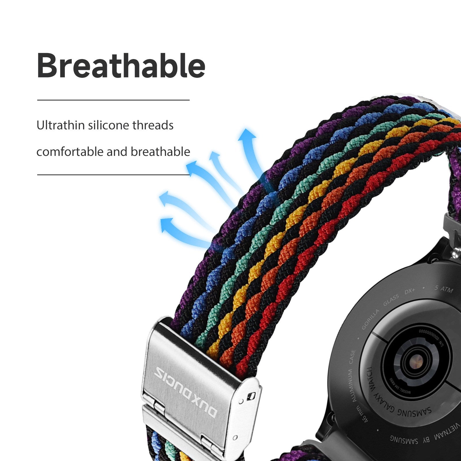 DUX DUCIS For Samsung Galaxy Watch 6 40mm 44mm Watch6 Classic 43mm 47mm Replacement Strap 20mm Elastic Braided Nylon Smartwatch Wrist Band