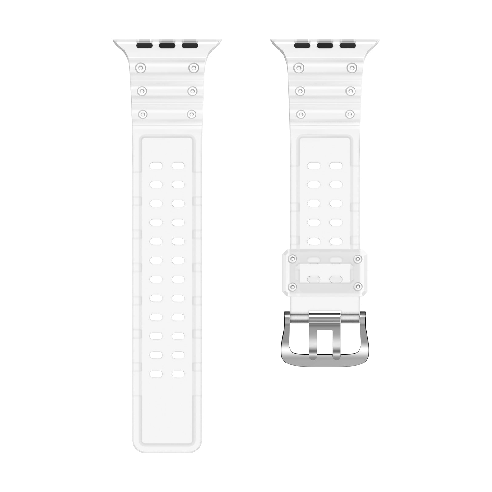 For Apple Watch Ultra 2 49mm Series 9 45mm SE (2023) 44mm Ultra 49mm 8 7 45mm 6 5 4 SE (2022) SE 44mm 3 2 1 42mm Two Row Holes Silicone Wrist Band Replacement Watch Strap