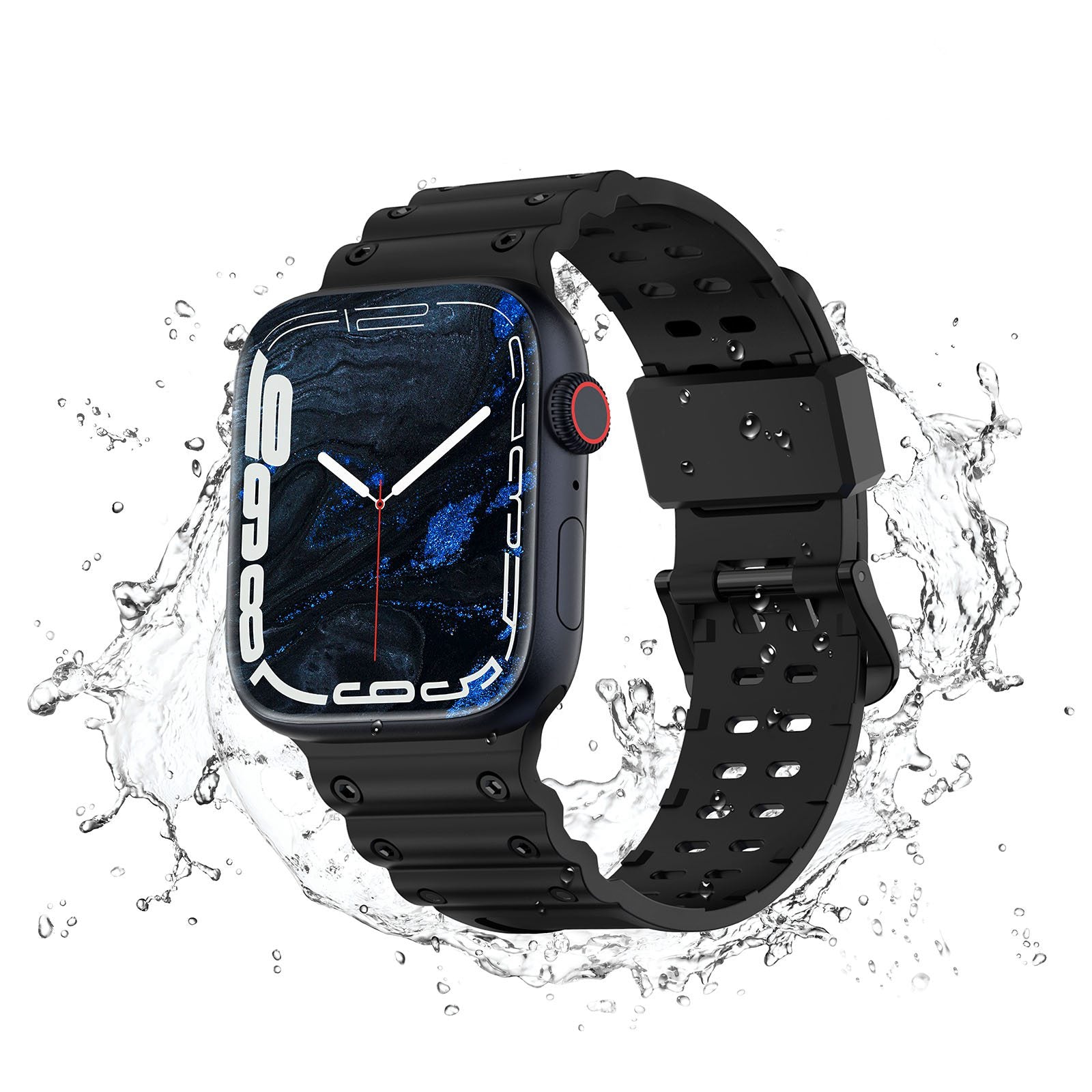 For Apple Watch Ultra 2 49mm Series 9 45mm SE (2023) 44mm Ultra 49mm 8 7 45mm 6 5 4 SE (2022) SE 44mm 3 2 1 42mm Two Row Holes Silicone Wrist Band Replacement Watch Strap