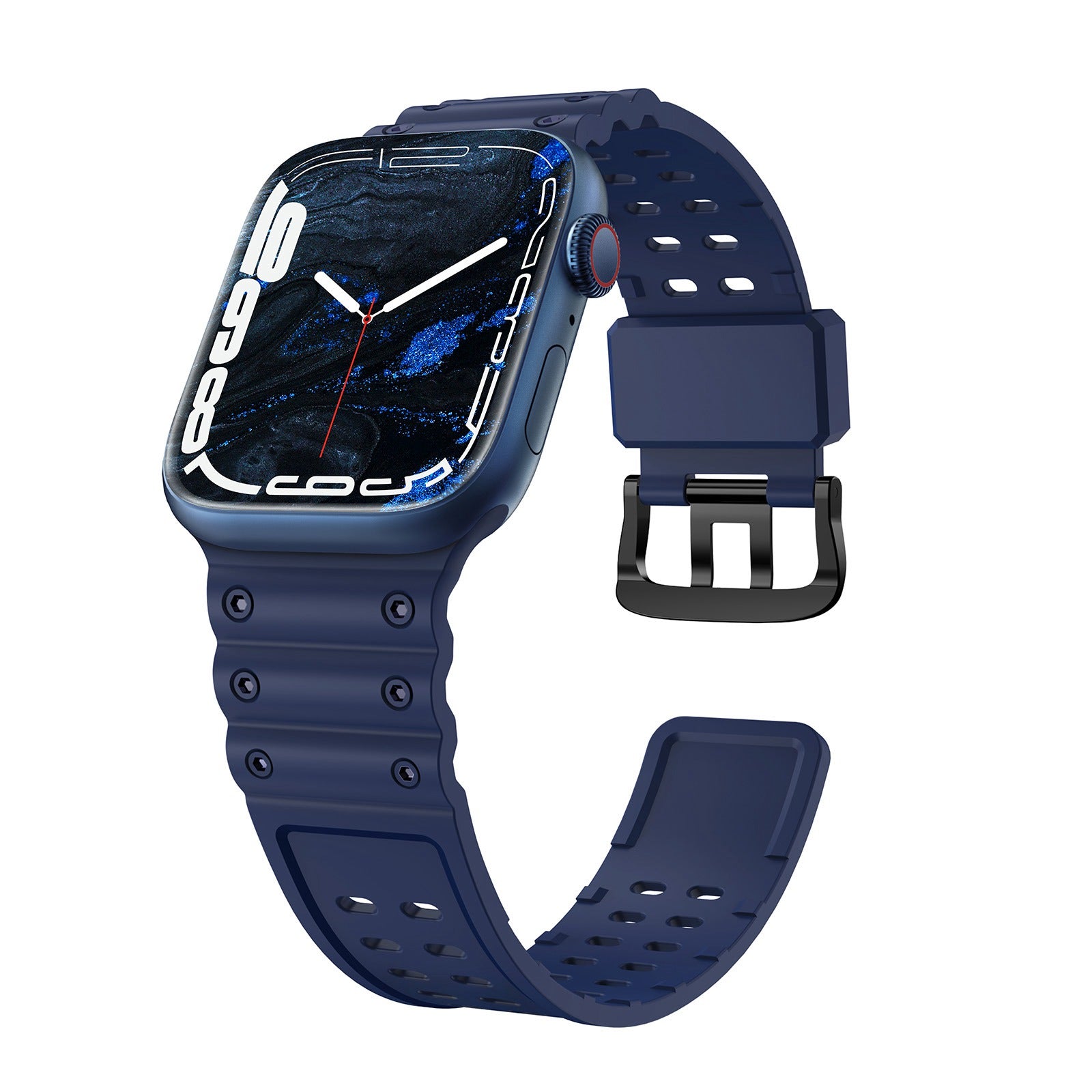 For Apple Watch Ultra 2 49mm Series 9 45mm SE (2023) 44mm Ultra 49mm 8 7 45mm 6 5 4 SE (2022) SE 44mm 3 2 1 42mm Two Row Holes Silicone Wrist Band Replacement Watch Strap