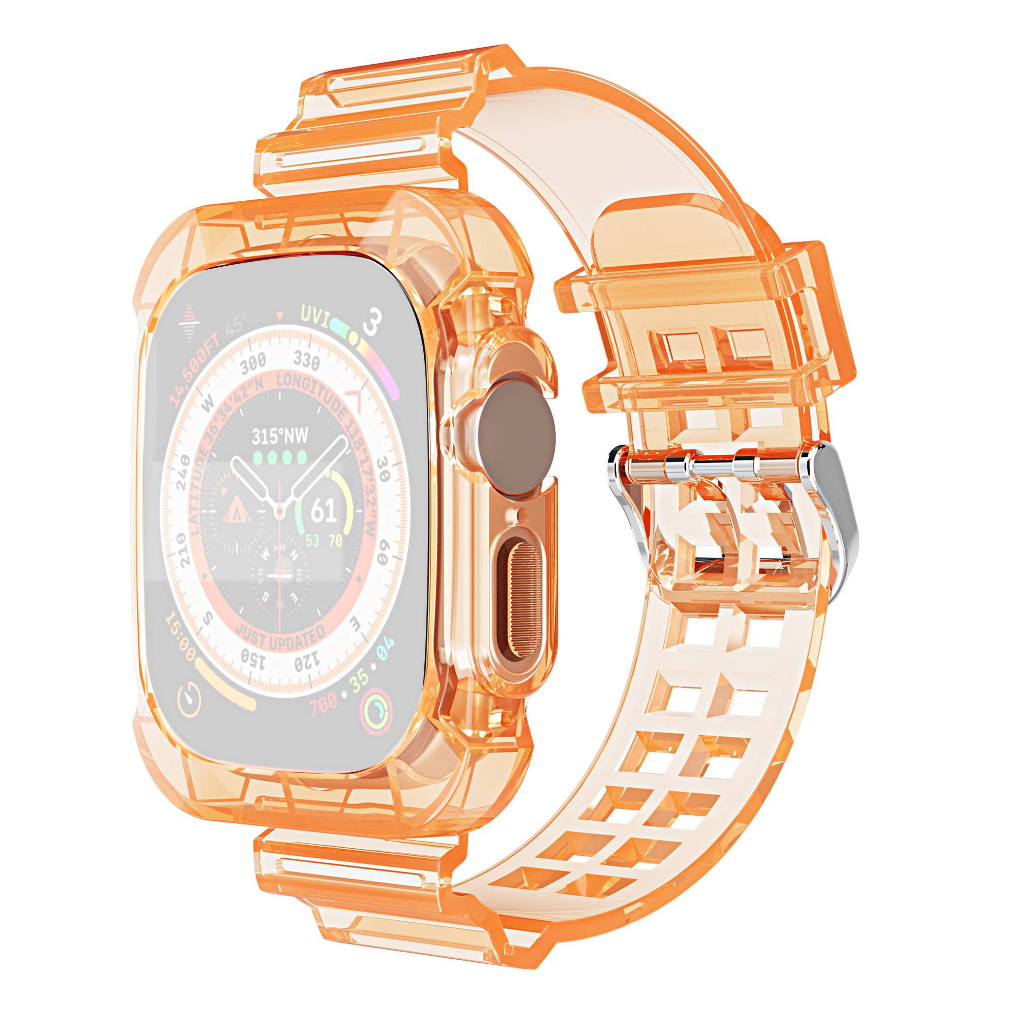 For Apple Watch Ultra 49mm Two Row Holes TPU Smart Watch Band Replacement Wrist Strap Integrated with Watch Case