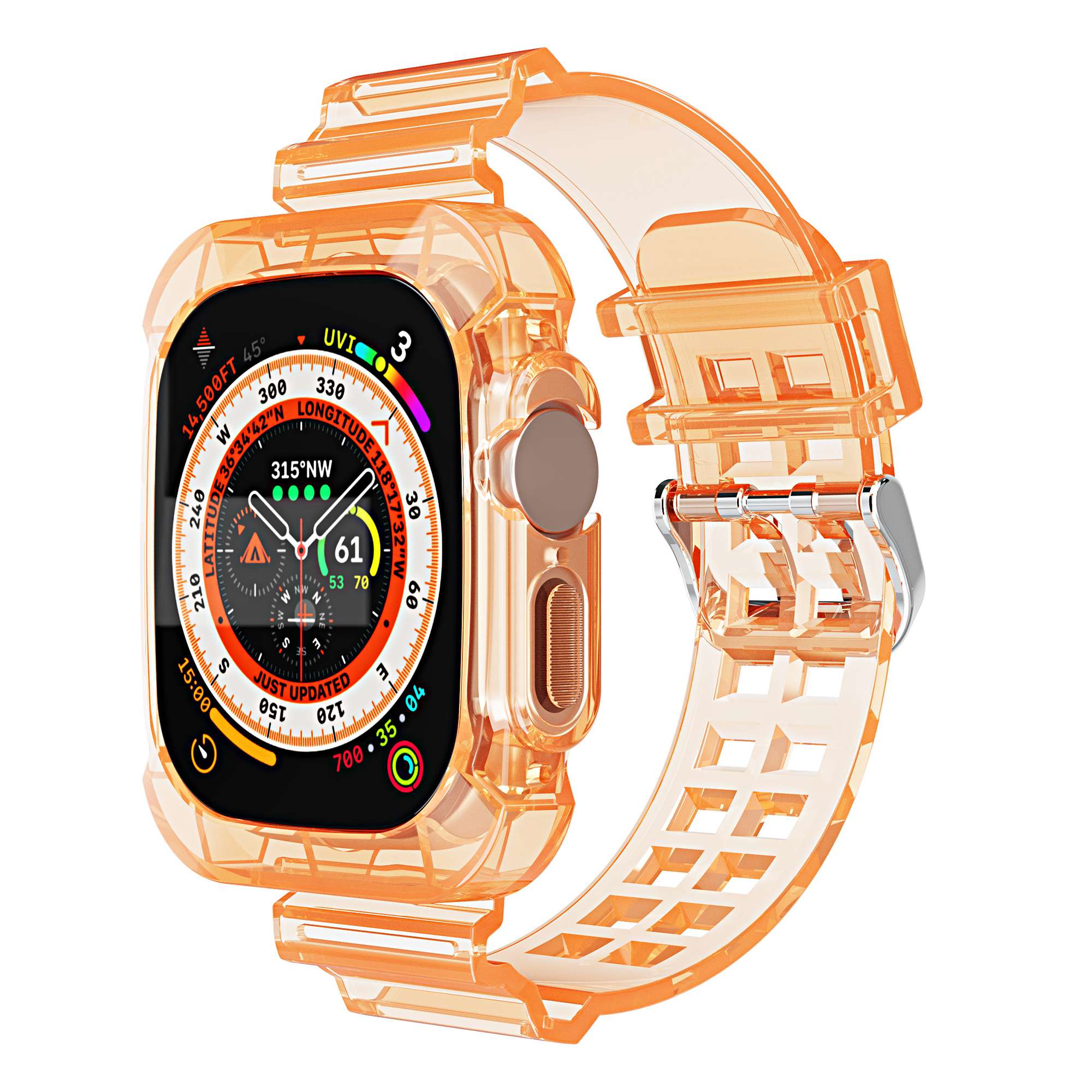 For Apple Watch Ultra 49mm Two Row Holes TPU Smart Watch Band Replacement Wrist Strap Integrated with Watch Case