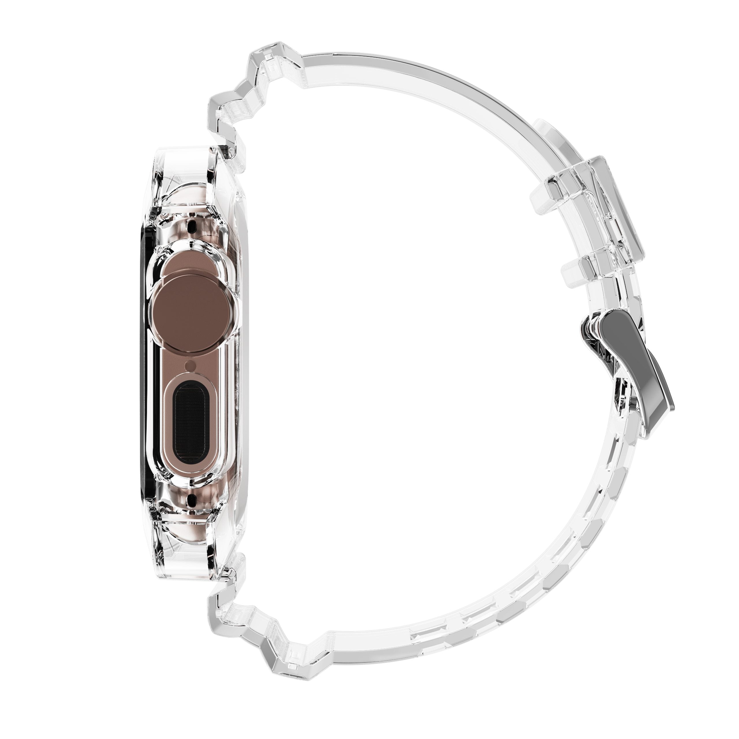 For Apple Watch Ultra 49mm Two Row Holes TPU Smart Watch Band Replacement Wrist Strap Integrated with Watch Case