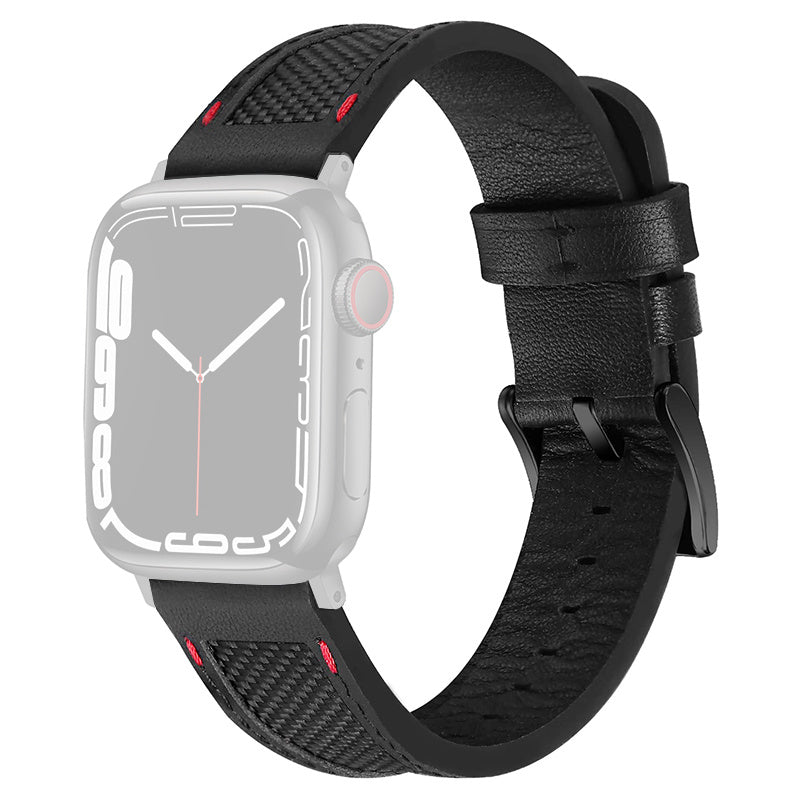 For Apple Watch Ultra 2 49mm Series 9 45mm SE (2023) 44mm Ultra 49mm 8 7 45mm 6 5 4 SE (2022) SE 44mm 3 2 1 42mm Watch Band Stitching Canvas Nylon Top Grain Leather Wrist Strap