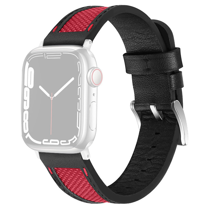 For Apple Watch Ultra 2 49mm Series 9 45mm SE (2023) 44mm Ultra 49mm 8 7 45mm 6 5 4 SE (2022) SE 44mm 3 2 1 42mm Watch Band Stitching Canvas Nylon + Top Grain Leather Wrist Strap