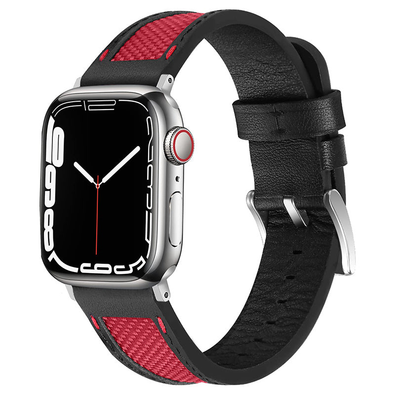 For Apple Watch Ultra 2 49mm Series 9 45mm SE (2023) 44mm Ultra 49mm 8 7 45mm 6 5 4 SE (2022) SE 44mm 3 2 1 42mm Watch Band Stitching Canvas Nylon + Top Grain Leather Wrist Strap