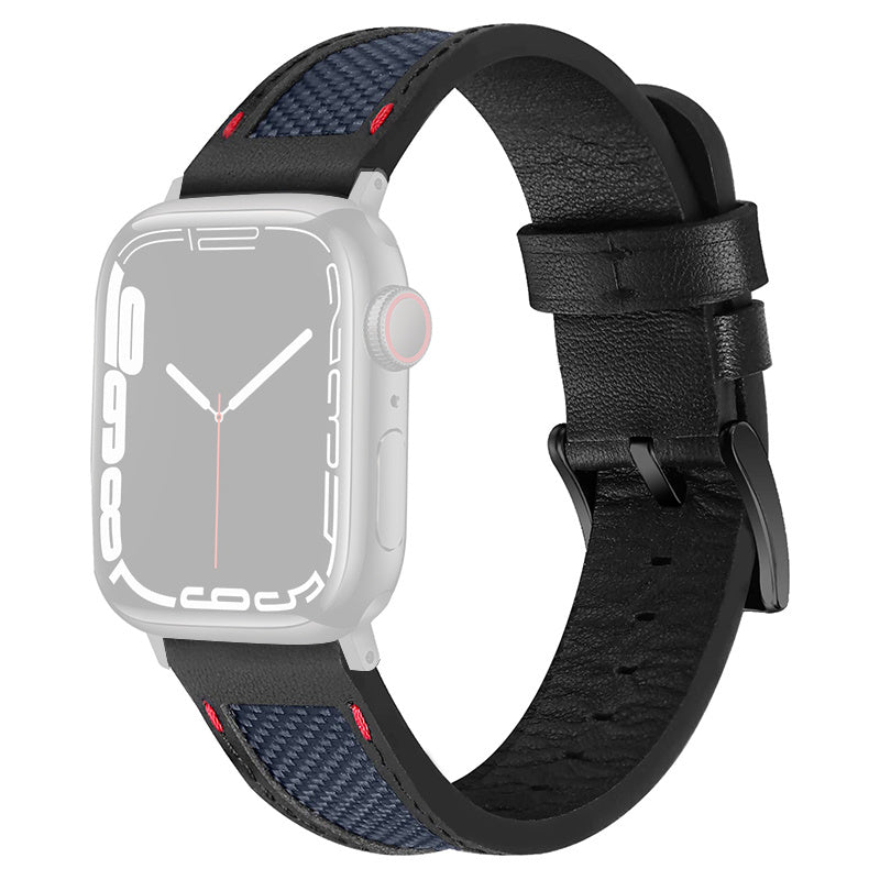 For Apple Watch Ultra 2 49mm Series 9 45mm SE (2023) 44mm Ultra 49mm 8 7 45mm 6 5 4 SE (2022) SE 44mm 3 2 1 42mm Watch Band Stitching Canvas Nylon + Top Grain Leather Wrist Strap