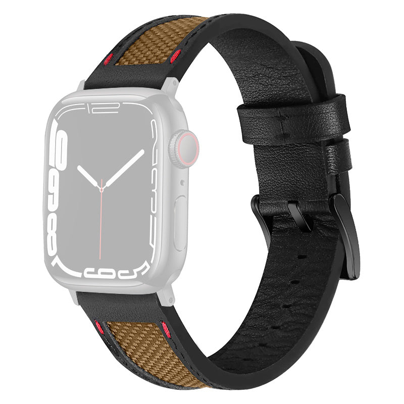 For Apple Watch Ultra 2 49mm Series 9 45mm SE (2023) 44mm Ultra 49mm 8 7 45mm 6 5 4 SE (2022) SE 44mm 3 2 1 42mm Watch Band Stitching Canvas Nylon + Top Grain Leather Wrist Strap