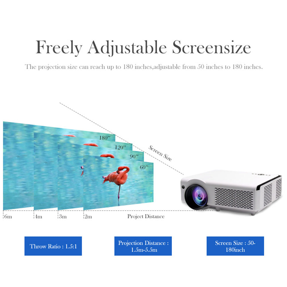D033 Smart LCD Full HD Projector Portable Home Theater Projector Android WiFi Bluetooth Mobile Phone Projector for Bedroom Living Room