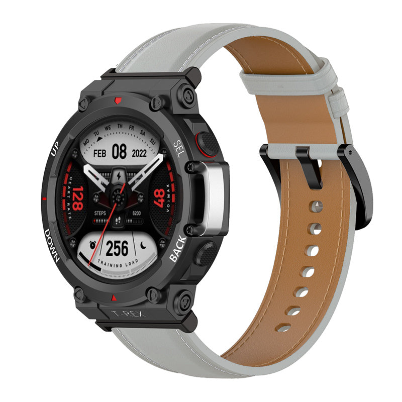 For Huami Amazfit T-Rex 2 Genuine Leather Replacement Watch Strap Adjustable Wrist Band with Tool