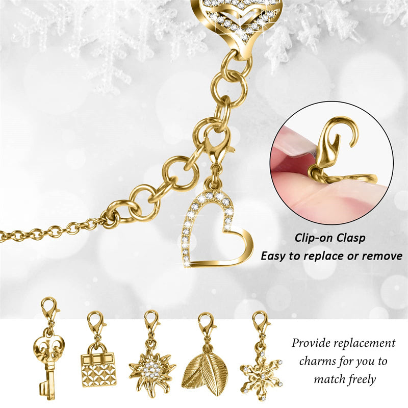 For Apple Watch Series 8 7 45mm Pendant Bracelet Watch Band Rhinestone Decor Strap Replacement with Hard PC Hollow-out Watch Case