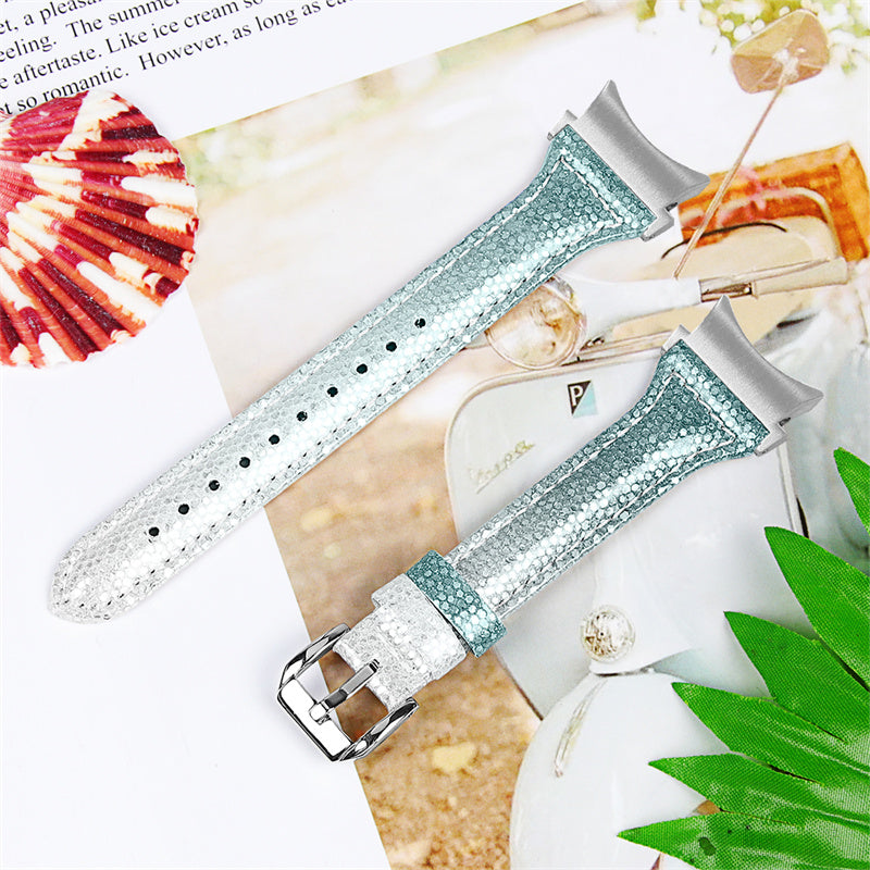 For Samsung Galaxy Watch 5 40mm 44mm Watch 5 Pro 45mm Gradient Color Watch Band Soft Strap Cowhide Leather Replacement Strap