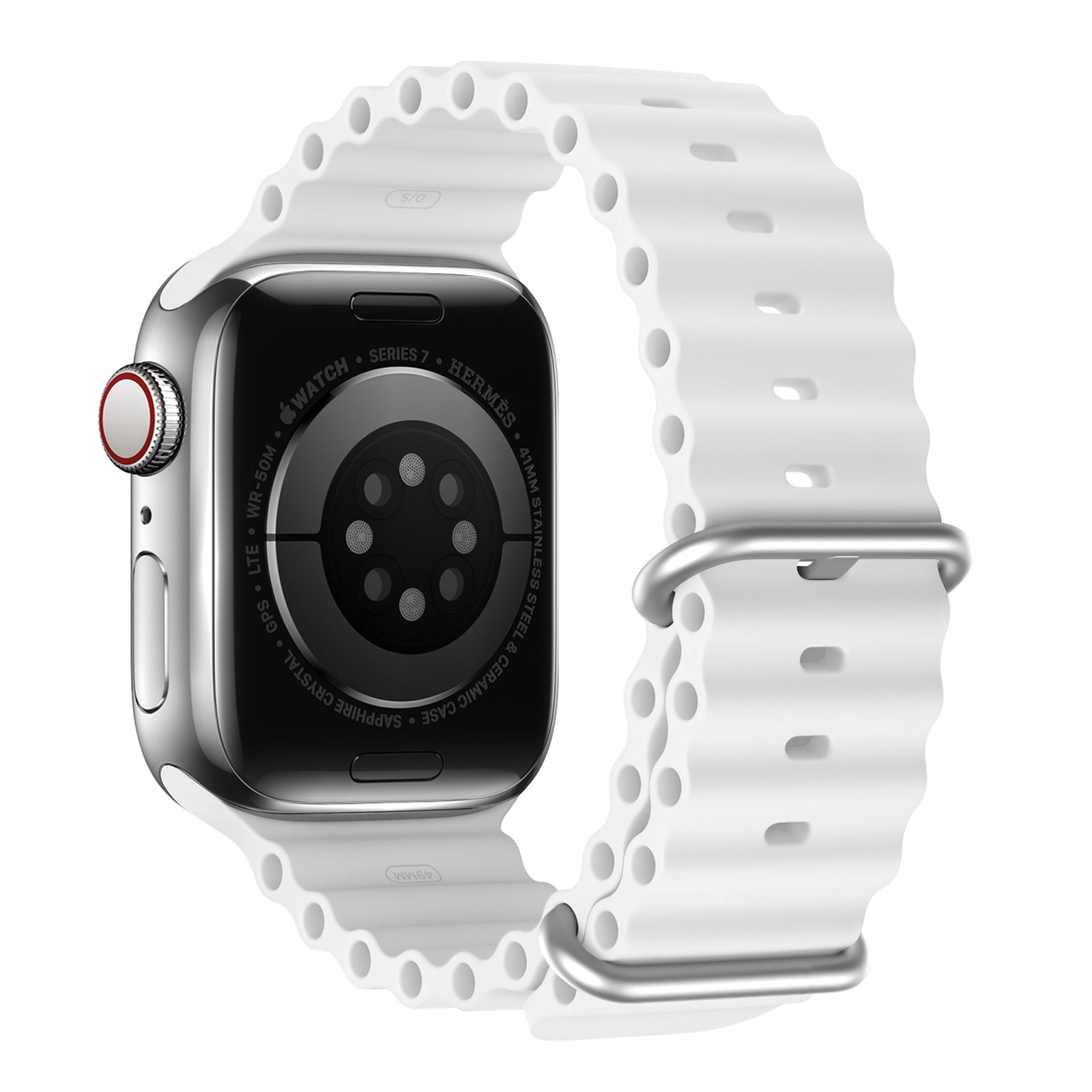 DUX DUCIS For Apple Watch Series 9 8 7 41mm 6 5 4 SE SE (2022) SE (2023) 40mm 3 2 1 38mm Wave Design Rubber Watch Strap Solid Color Adjustable Wrist Band