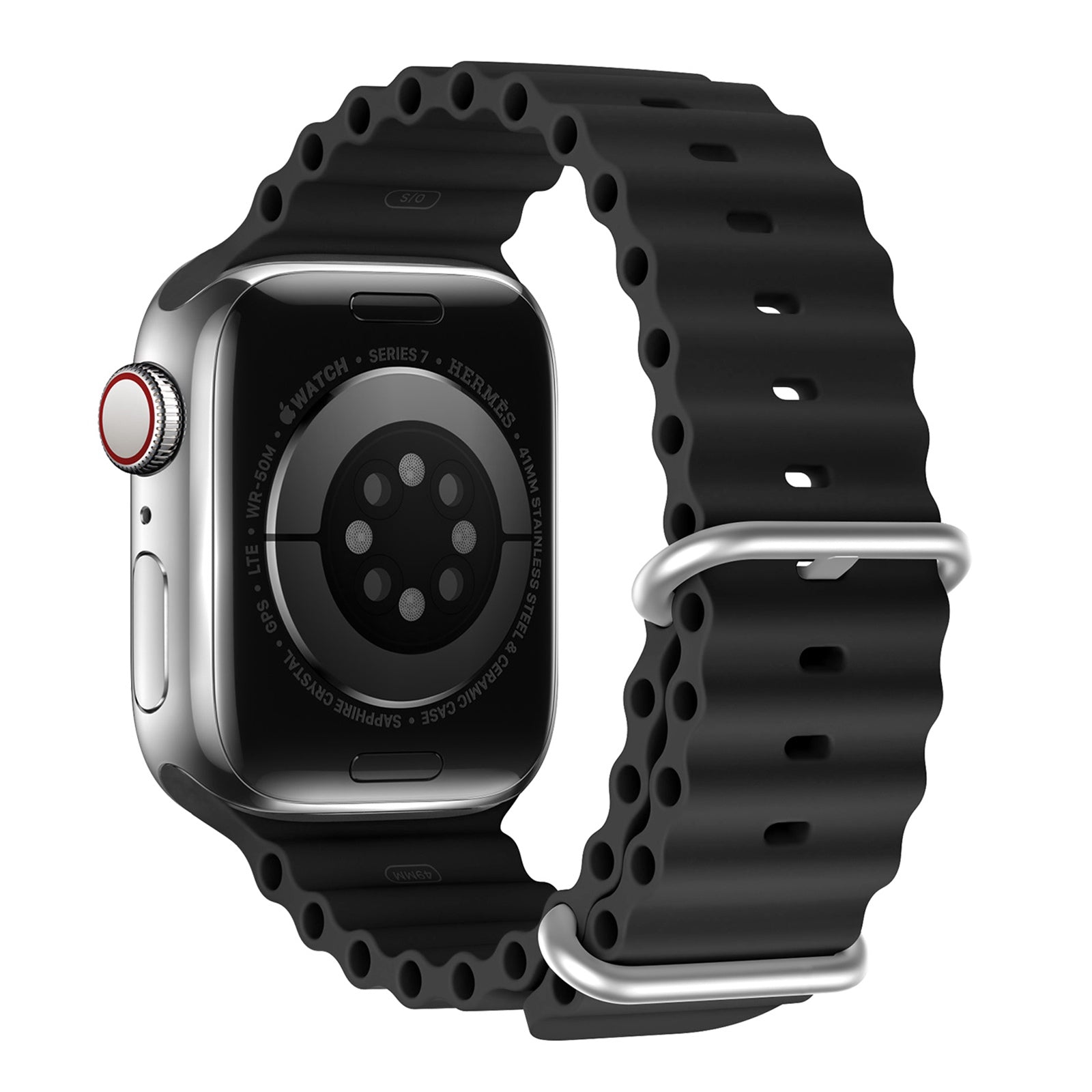 DUX DUCIS For Apple Watch Ultra 2 49mm SE (2023) 44mm Ultra 49mm 8 9 7 45mm 6 5 4 SE (2022) (2023) SE 44mm 3 2 1 42mm Solid Color Rubber Strap Wave Shape Replacement Watch Band