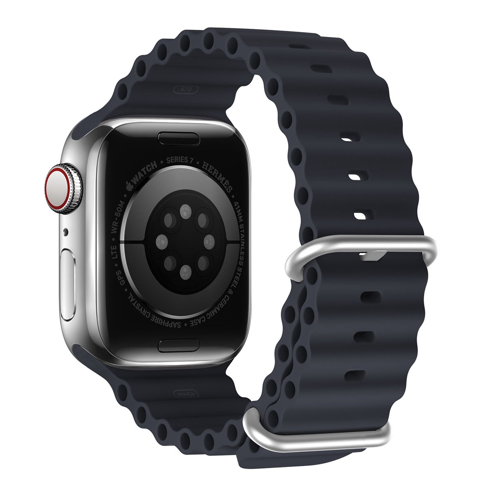 DUX DUCIS For Apple Watch Ultra 2 49mm SE (2023) 44mm Ultra 49mm 8 9 7 45mm 6 5 4 SE (2022) (2023) SE 44mm 3 2 1 42mm Solid Color Rubber Strap Wave Shape Replacement Watch Band