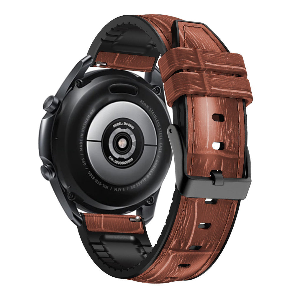 For Samsung Galaxy Watch3 45mm TicWatch Pro 3 Lite Mibro Watch X1 PU Leather Coated Silicone Watch Band 22mm Slub Pattern Quick Release Strap Replacement