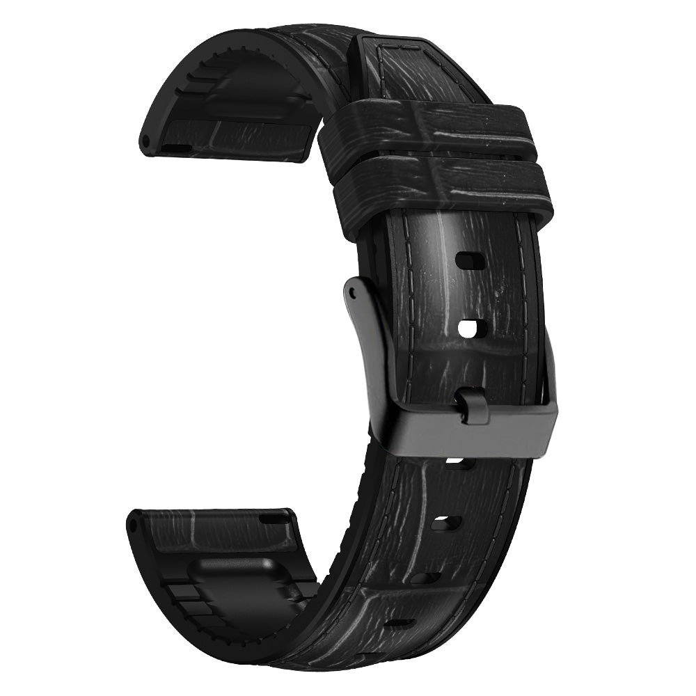 For Samsung Galaxy Watch3 45mm TicWatch Pro 3 Lite Mibro Watch X1 PU Leather Coated Silicone Watch Band 22mm Slub Pattern Quick Release Strap Replacement