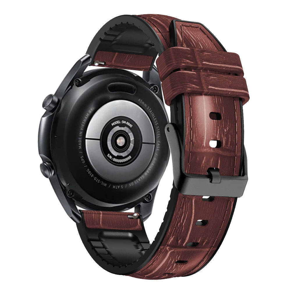 For Samsung Galaxy Watch3 45mm TicWatch Pro 3 Lite Mibro Watch X1 PU Leather Coated Silicone Watch Band 22mm Slub Pattern Quick Release Strap Replacement