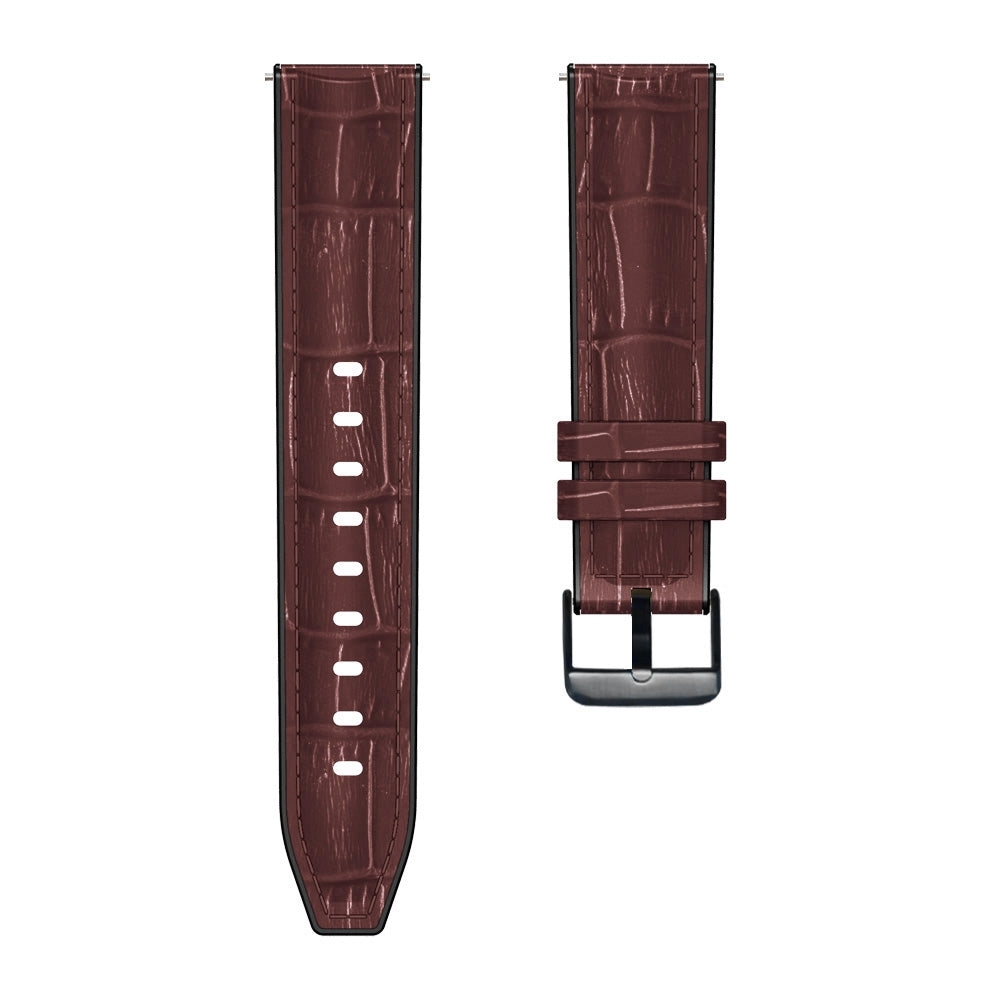 For Samsung Galaxy Watch3 45mm TicWatch Pro 3 Lite Mibro Watch X1 PU Leather Coated Silicone Watch Band 22mm Slub Pattern Quick Release Strap Replacement