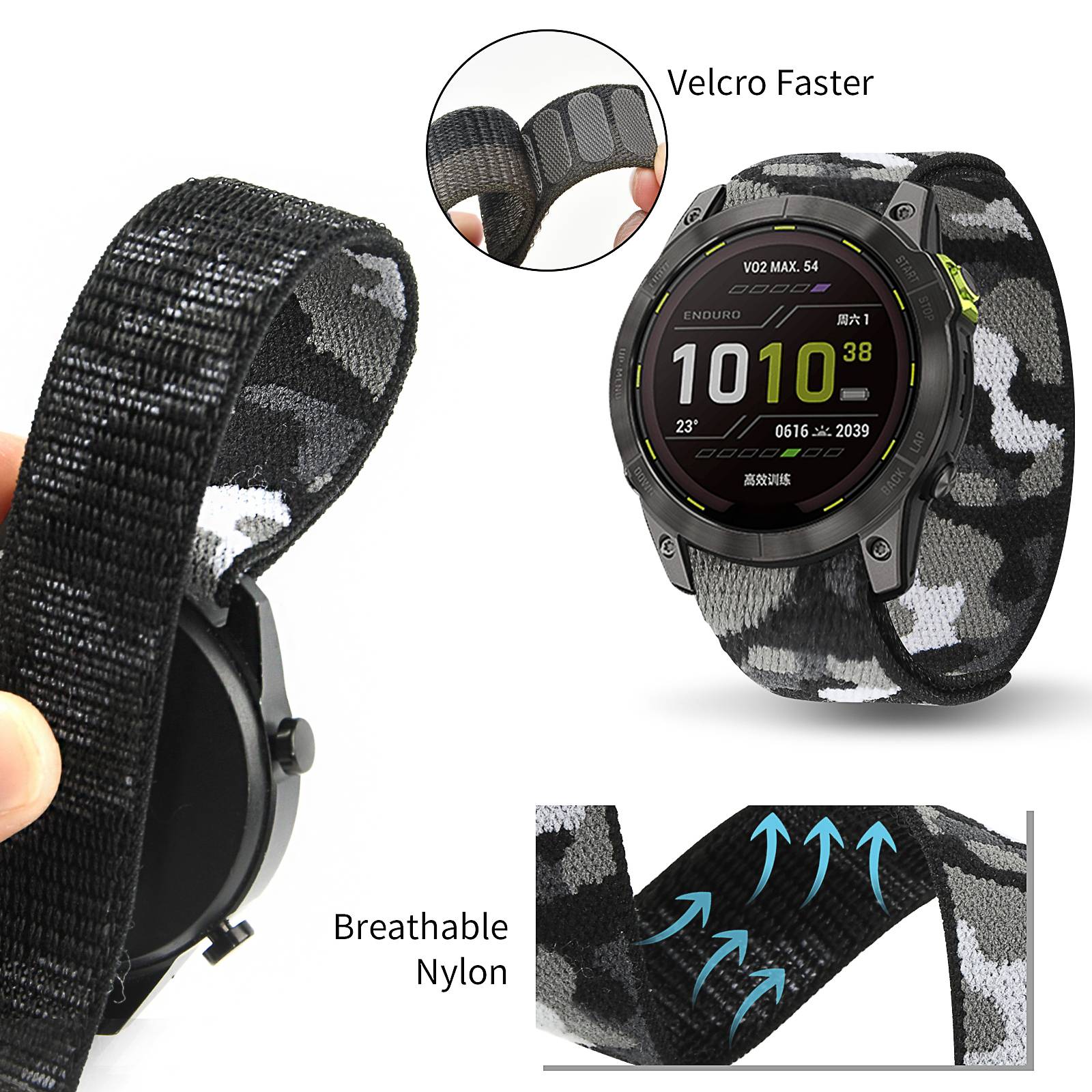 For Garmin Tactix 7 Pro Fenix 7X 6X Pro Replacement Nylon Watch Band 26mm Adjustable Magic Tape Wrist Strap