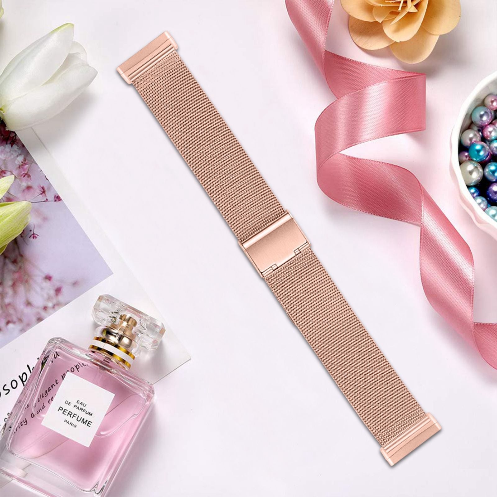 For Fitbit Versa 4 Sense 2 Adjustable Milanese Watchband Metal Watch Strap with Buckle