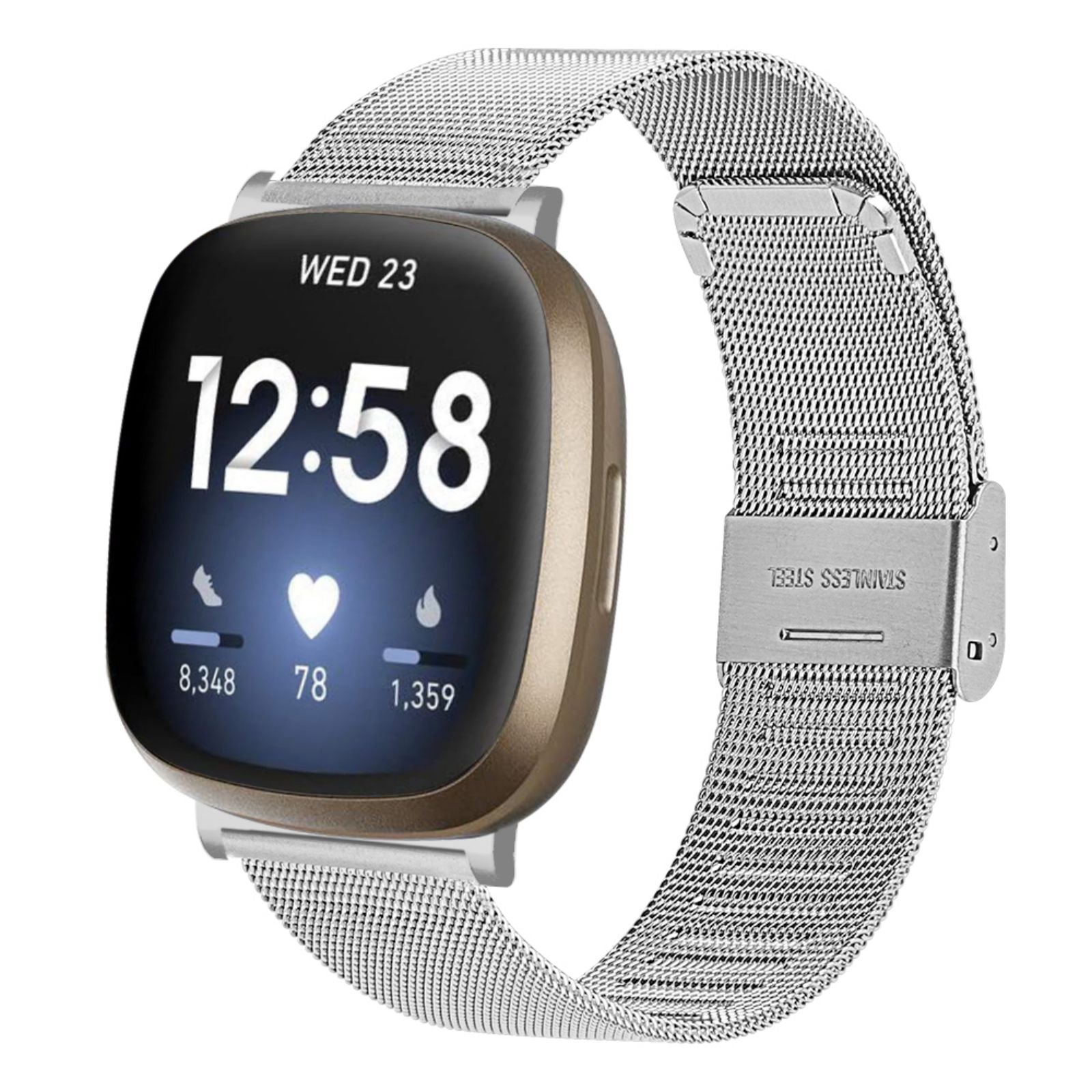 For Fitbit Versa 4 Sense 2 Adjustable Milanese Watchband Metal Watch Strap with Buckle