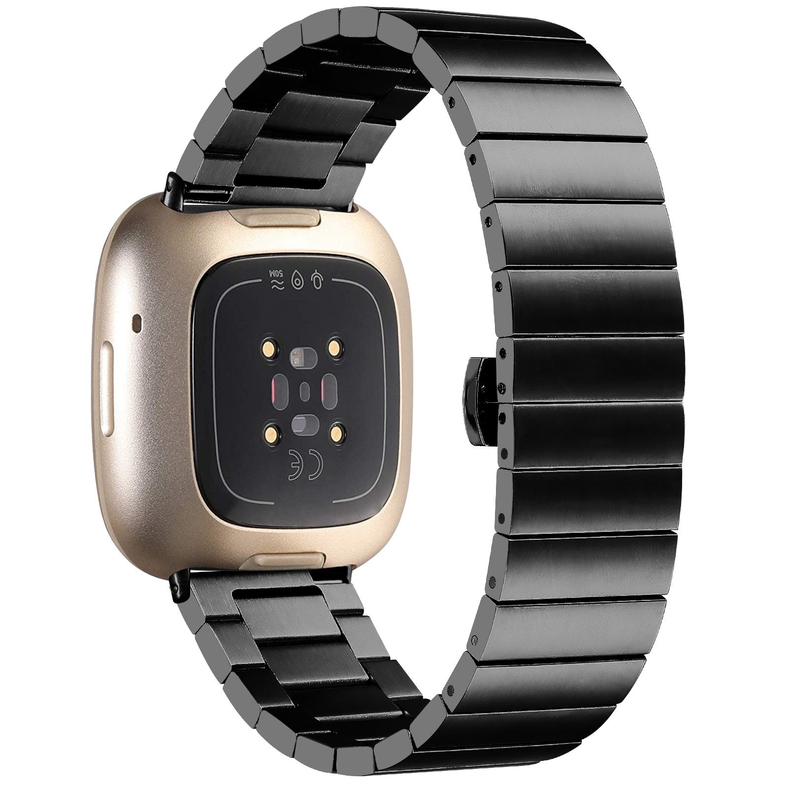 For Fitbit Versa 4 Sense 2 Smart Watch Band Buckle Design Metal Replacement Wrist Strap