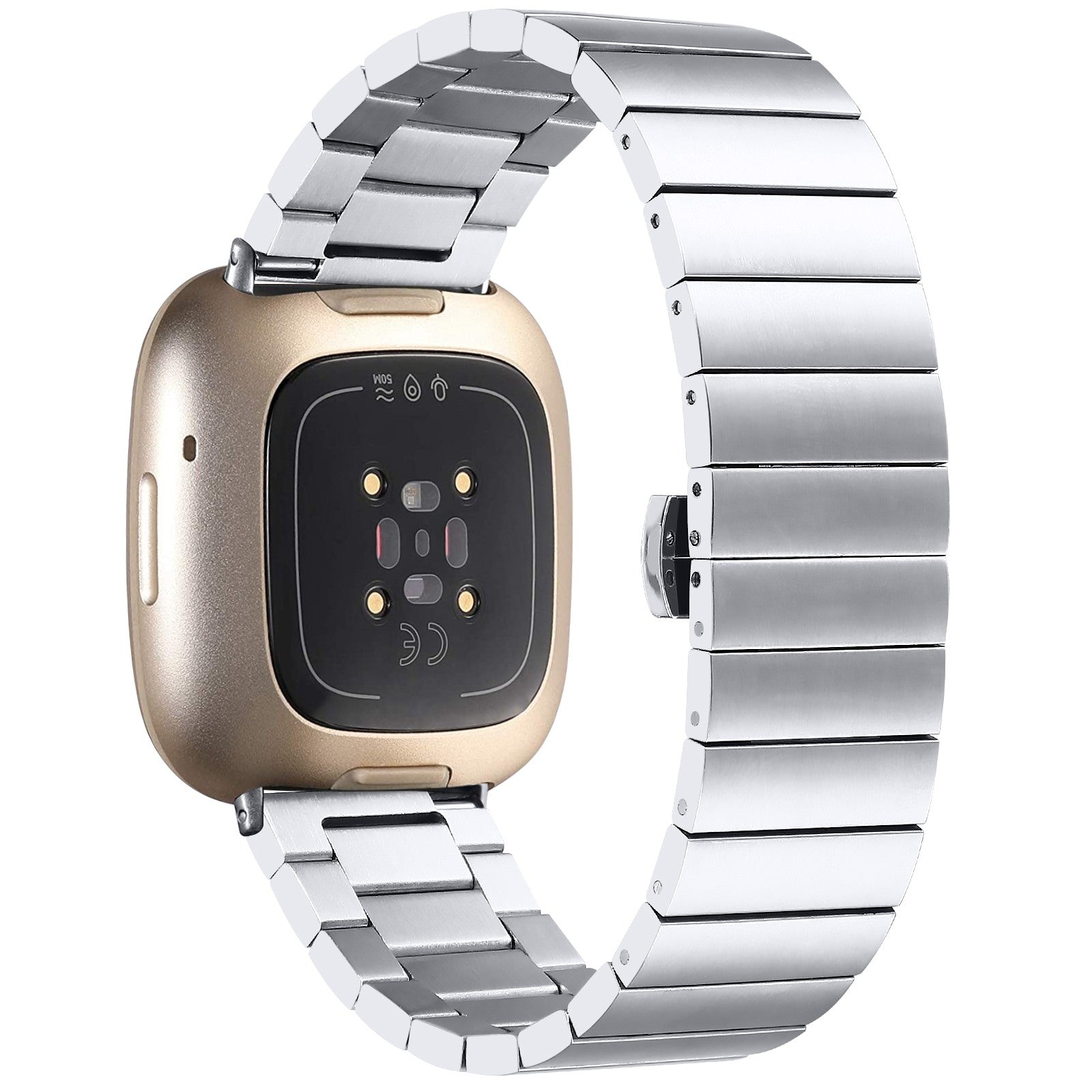 For Fitbit Versa 4 Sense 2 Smart Watch Band Buckle Design Metal Replacement Wrist Strap