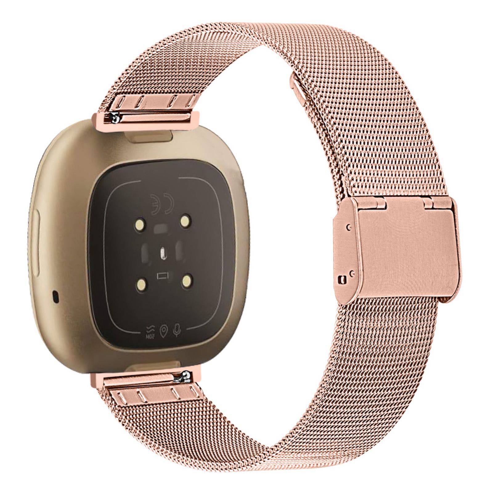 For Fitbit Versa 3 Fitbit Sense Metal Watch Strap Adjustable Milanese Watchband with Buckle