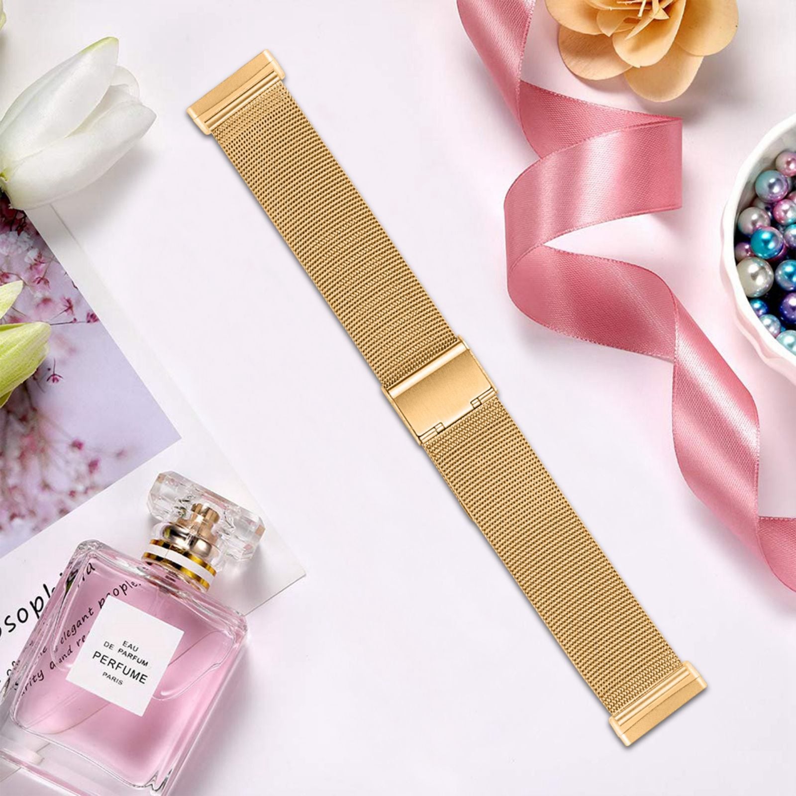For Fitbit Versa 3 Fitbit Sense Metal Watch Strap Adjustable Milanese Watchband with Buckle
