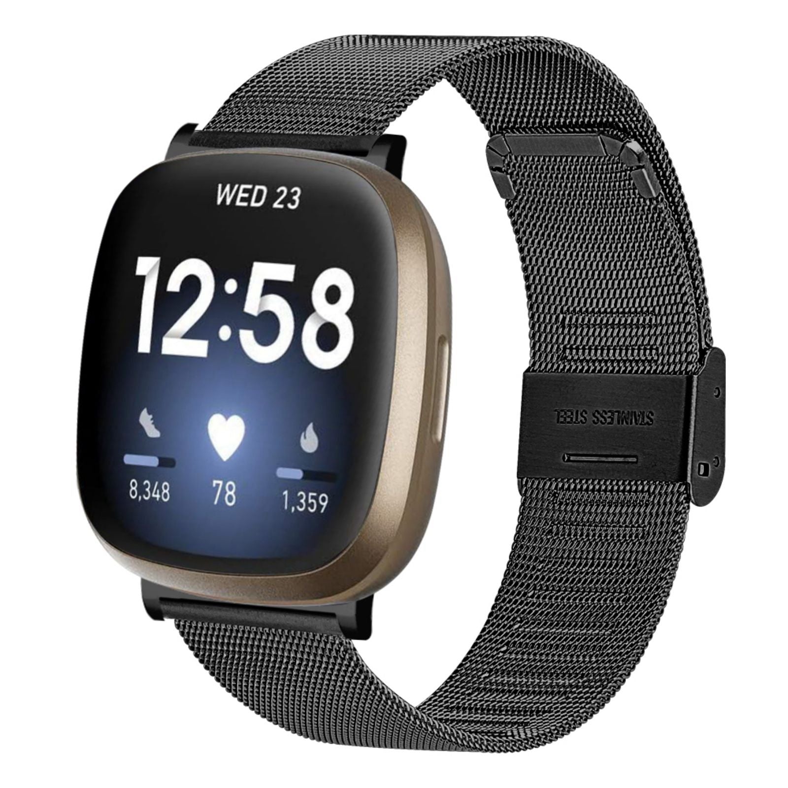 For Fitbit Versa 3 Fitbit Sense Metal Watch Strap Adjustable Milanese Watchband with Buckle