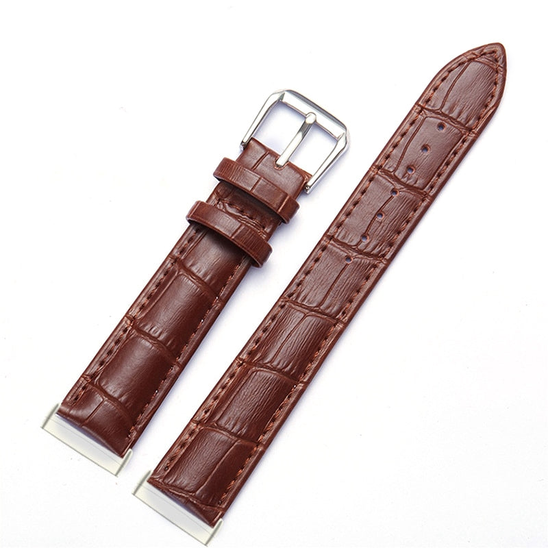 For Fitbit Versa 4 Sense 2 Genuine Leather Watch Strap Crocodile Texture Replacement Band Stainless Steel Buckle Bracelet
