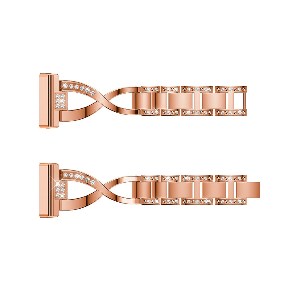 For Fitbit Versa 4 Sense 2 Cross Design Rhinestones Decor Metal Strap Replacement Watch Band