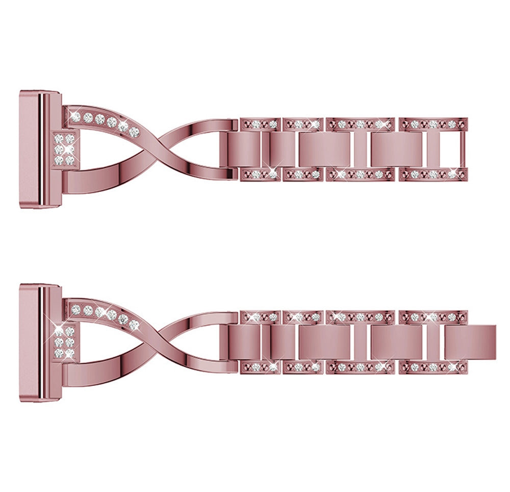 For Fitbit Versa 3 Sense Cross Design Rhinestones Decor Metal Watch Strap Stylish Replacement Wrist Band