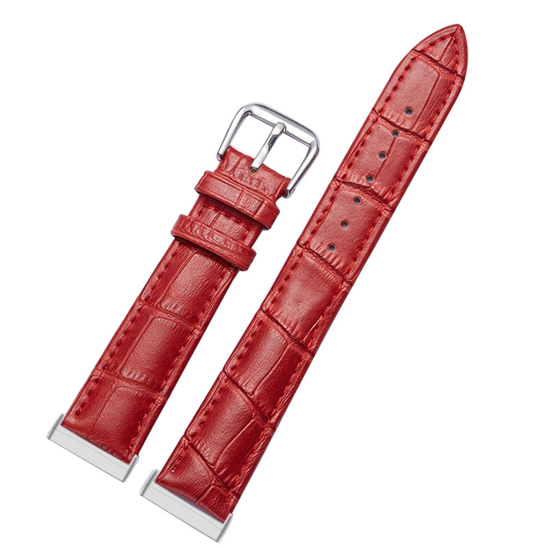 For Fitbit Versa 3 Sense Genuine Leather Watch Band Crocodile Texture Replacement Strap with Stainless Steel Buckle Bracelet
