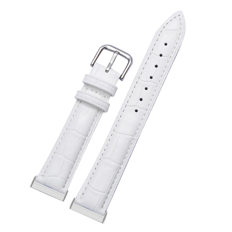 For Fitbit Versa 3 Sense Genuine Leather Watch Band Crocodile Texture Replacement Strap with Stainless Steel Buckle Bracelet