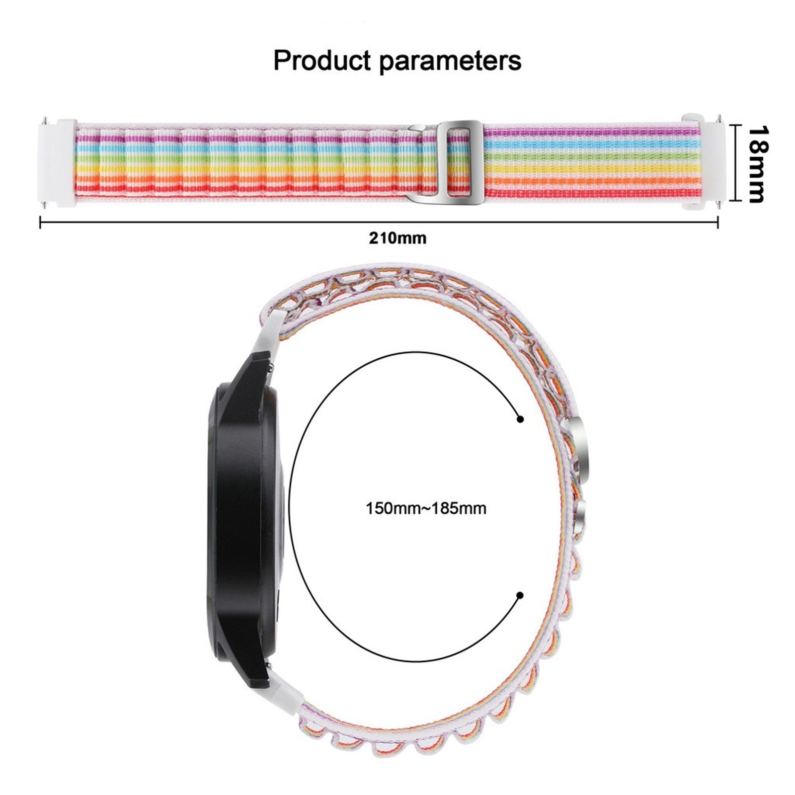 For Garmin Forerunner 255S Venu 2S Stylish Nylon Wrist Band 18mm Universal Adjustable Smartwatch Strap