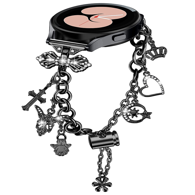 For Samsung Galaxy Watch3 41mm Watch 42mm Metal Watch Band 20mm Adjustable Wristband Bracelet with Multiple Pendants