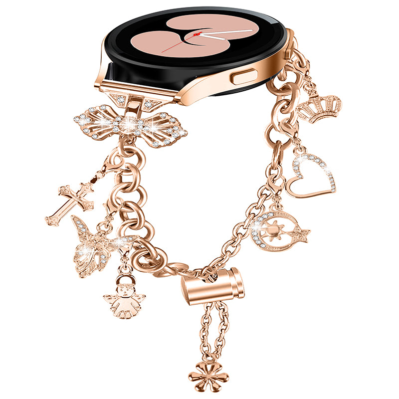 For Samsung Galaxy Watch3 41mm Watch 42mm Metal Watch Band 20mm Adjustable Wristband Bracelet with Multiple Pendants