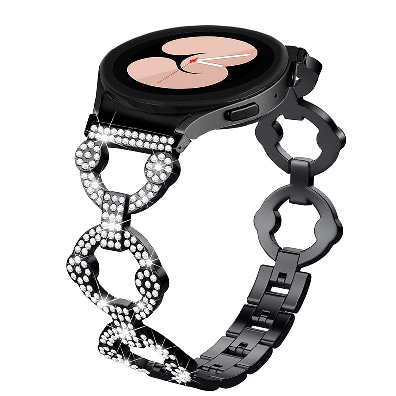 For Samsung Galaxy Watch 5 Active 40mm 44mm Watch 5 Pro 45mm Watch 42mm Rhinestone Decor Replacement Strap Stainless Steel Metal Wristband