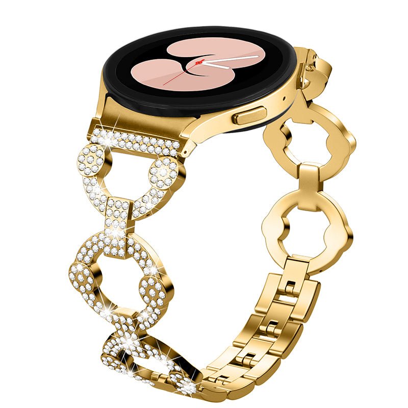 For Samsung Galaxy Watch 5 Active 40mm 44mm Watch 5 Pro 45mm Watch 42mm Rhinestone Decor Replacement Strap Stainless Steel Metal Wristband