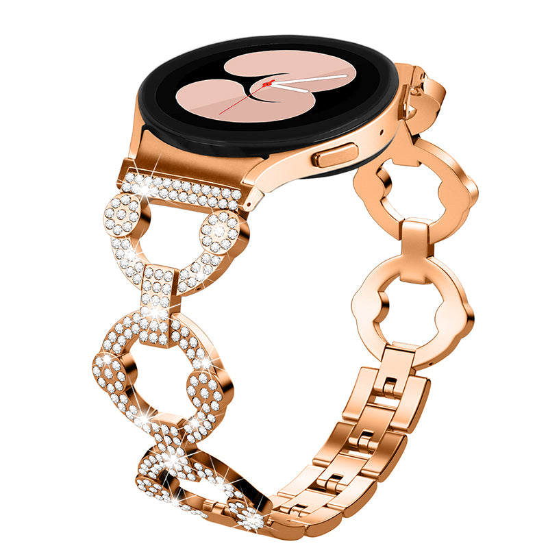 For Samsung Galaxy Watch 5 Active 40mm 44mm Watch 5 Pro 45mm Watch 42mm Rhinestone Decor Replacement Strap Stainless Steel Metal Wristband