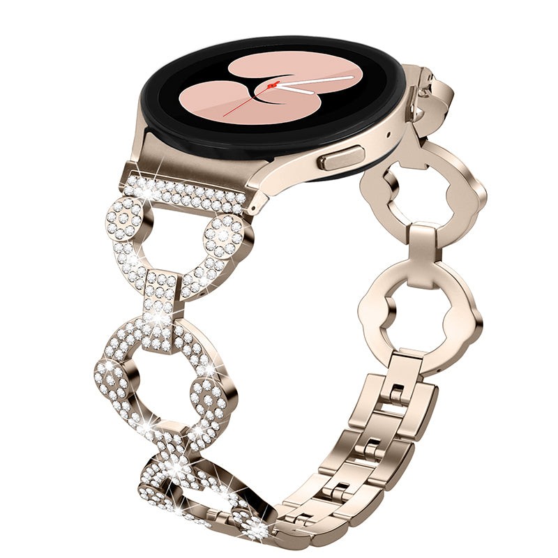 For Samsung Galaxy Watch 5 Active 40mm 44mm Watch 5 Pro 45mm Watch 42mm Rhinestone Decor Replacement Strap Stainless Steel Metal Wristband