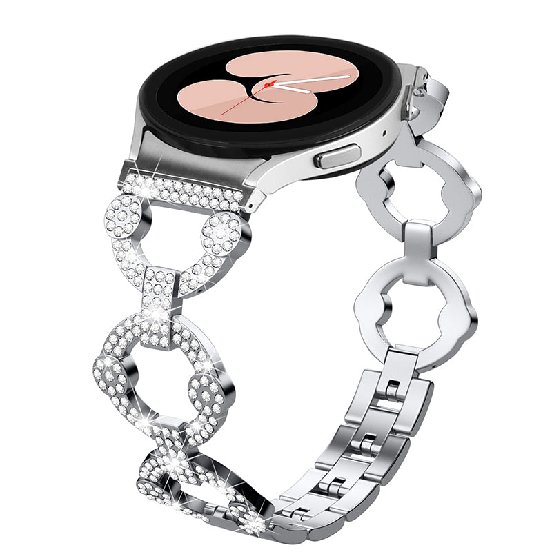 For Samsung Galaxy Watch 5 Active 40mm 44mm Watch 5 Pro 45mm Watch 42mm Rhinestone Decor Replacement Strap Stainless Steel Metal Wristband